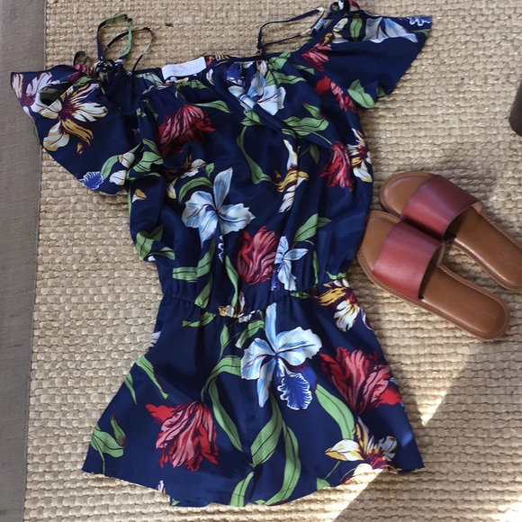 Amanda Uprichard Pants - NWOT size 2P. Amanda Uprichard blue floral romper